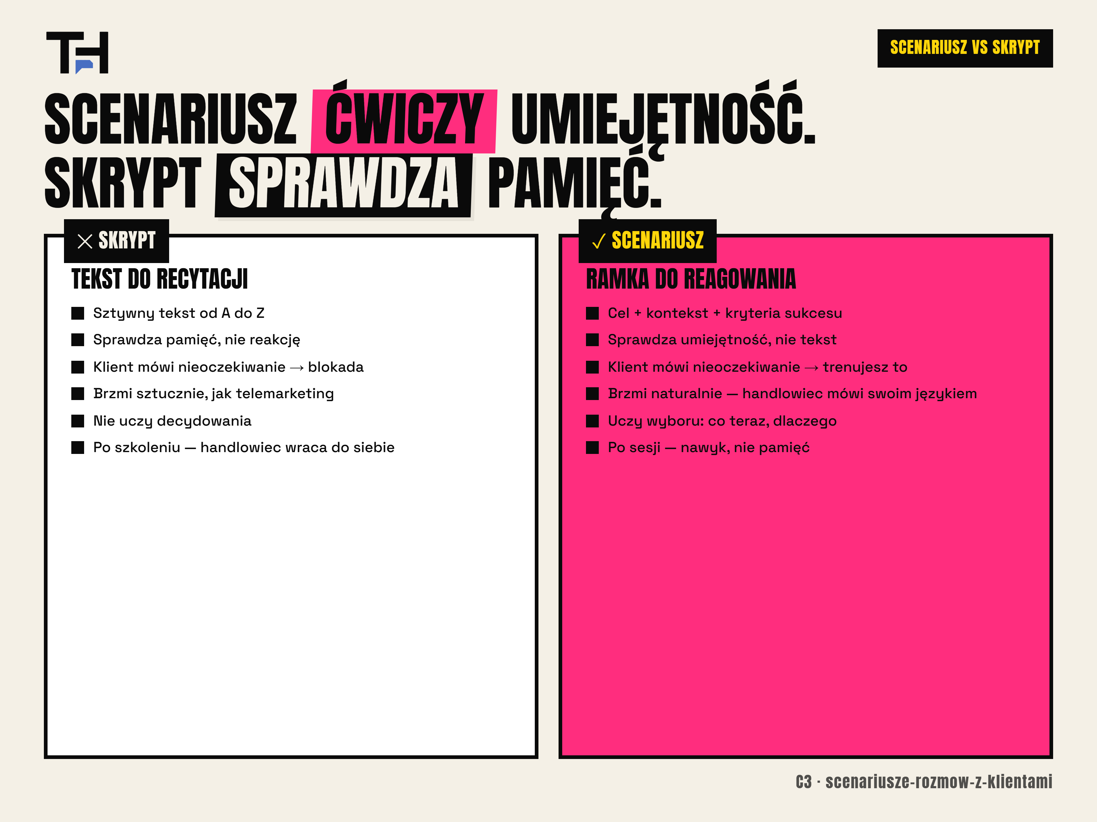 Scenariusz rozmowy a skrypt — różnica między ćwiczeniem a czytaniem tekstu